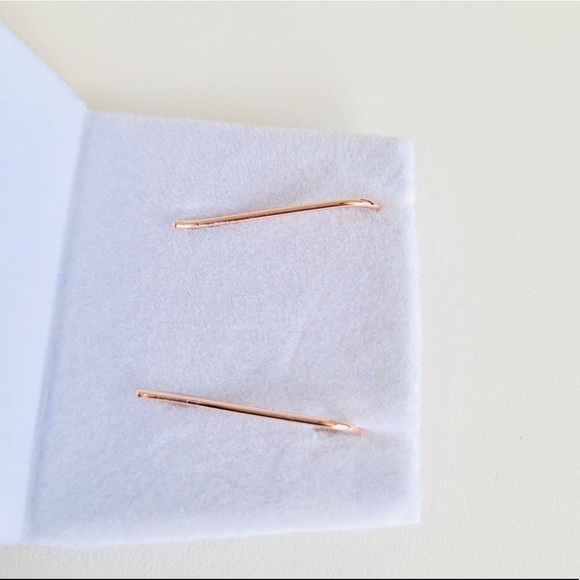 14KT ROSE GOLD-PLATED Angel Wing Ear Climbers w/Swarovski Crystals - Picture 8 of 12